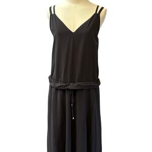 I Prefer Womens Double Strap Black Maxi Dress - Size S